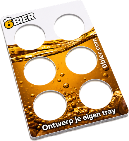 Gouden 6BIER-tray met zes ronde gaten
